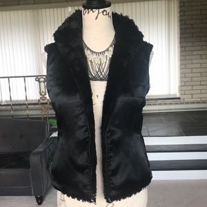 Reversible Black Furry Vest Jacket